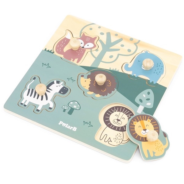Puzzel houten knop - Dieren - PolarB