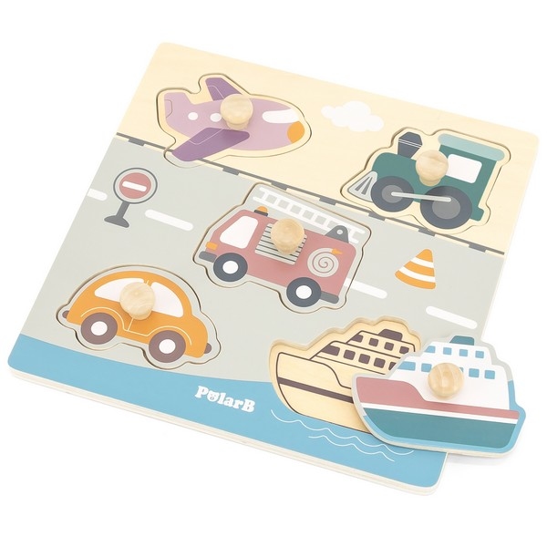Puzzel houten knop - Transport - PolarB