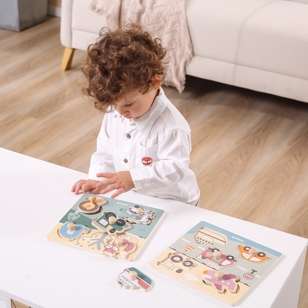 Puzzel houten knop - Transport - PolarB