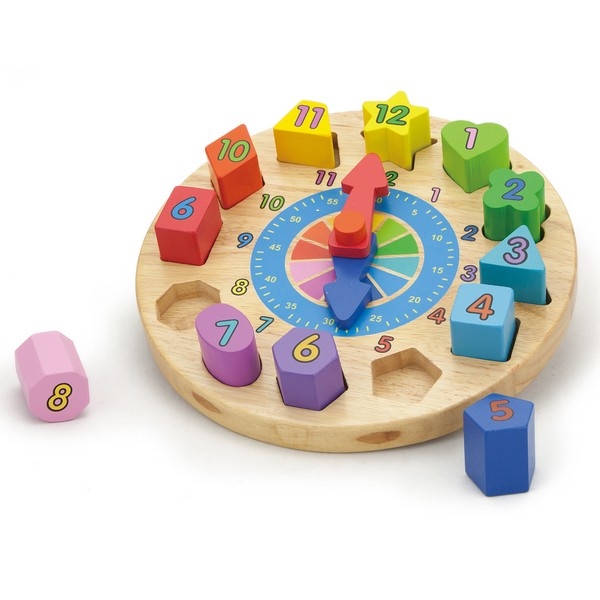 Puzzelklok met geometrische vormen