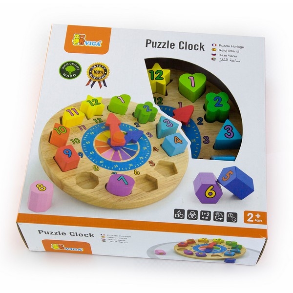 Puzzelklok met geometrische vormen