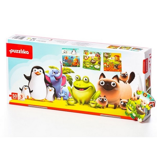 Puzzlika - Vrolijke Dieren - 3 Puzzels  ( -15% op=op )