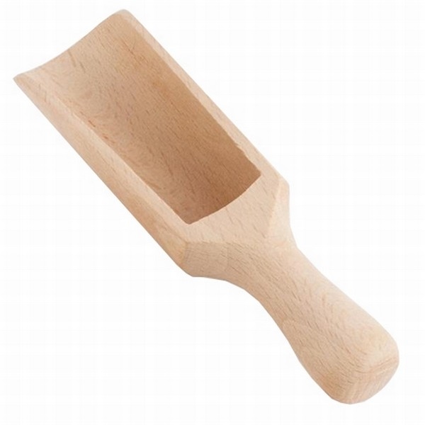 Schepje groot beukenhout; lengte 14 cm