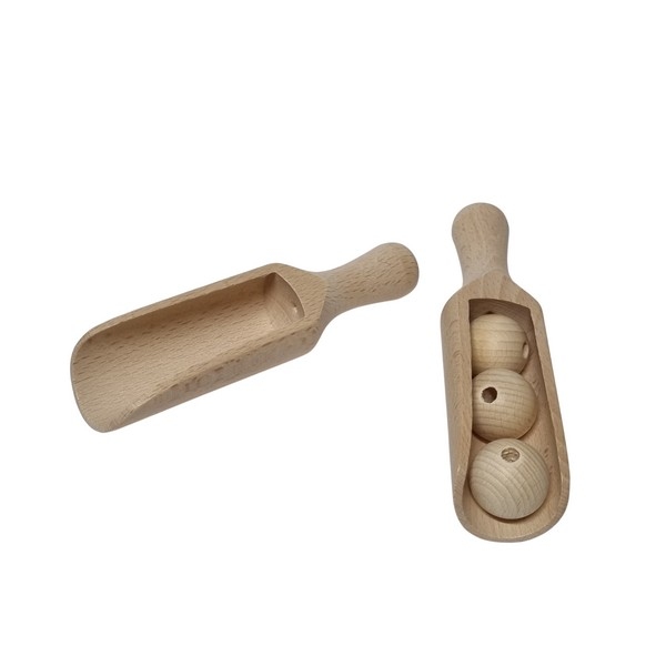 Schepje groot beukenhout; lengte 14 cm