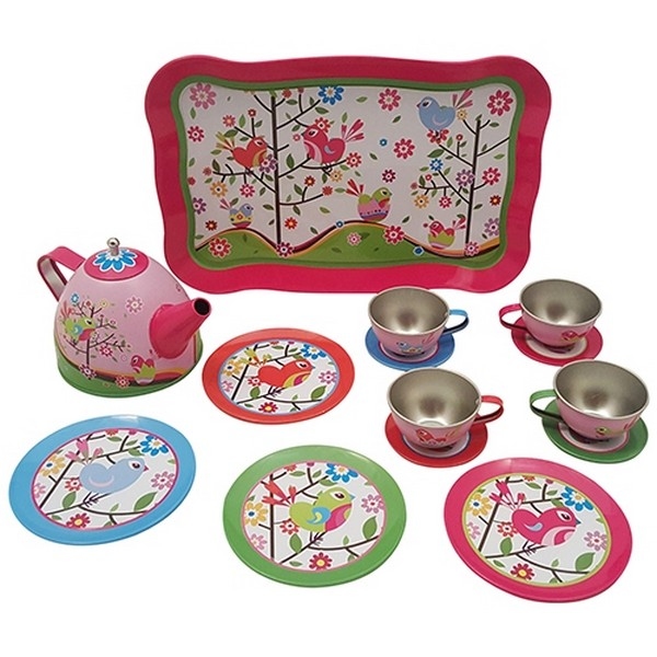 Servies tin Vogeltjes in doos - 15-delig