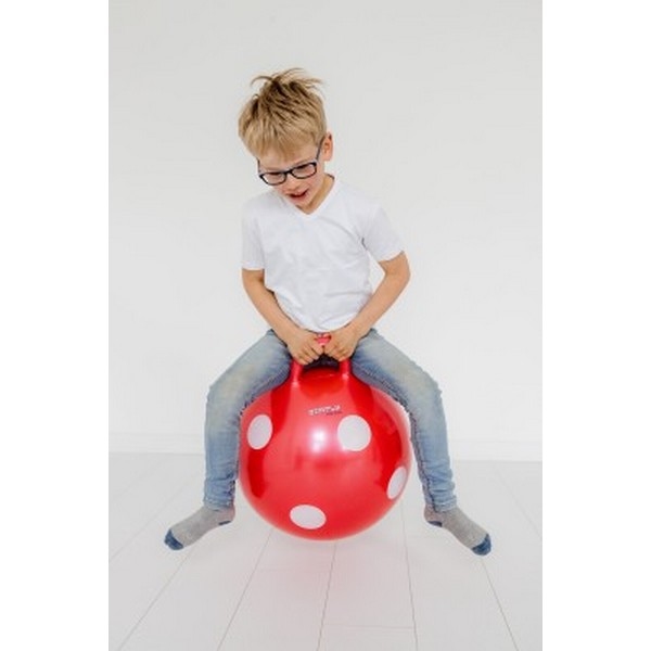Skippybal Rood met witte stippen