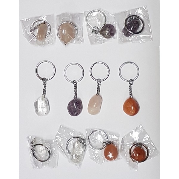 Sleutelhanger gepolijste edelsteen (afname per 12 stuks)