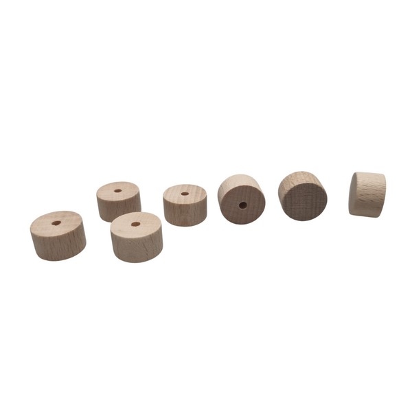 Standaardje 17mm, hoog 10mm met half gat - beukenhout onbehandeld