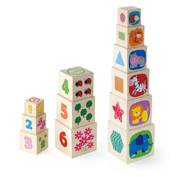 Stapelkubus - Hout - Jungle dieren