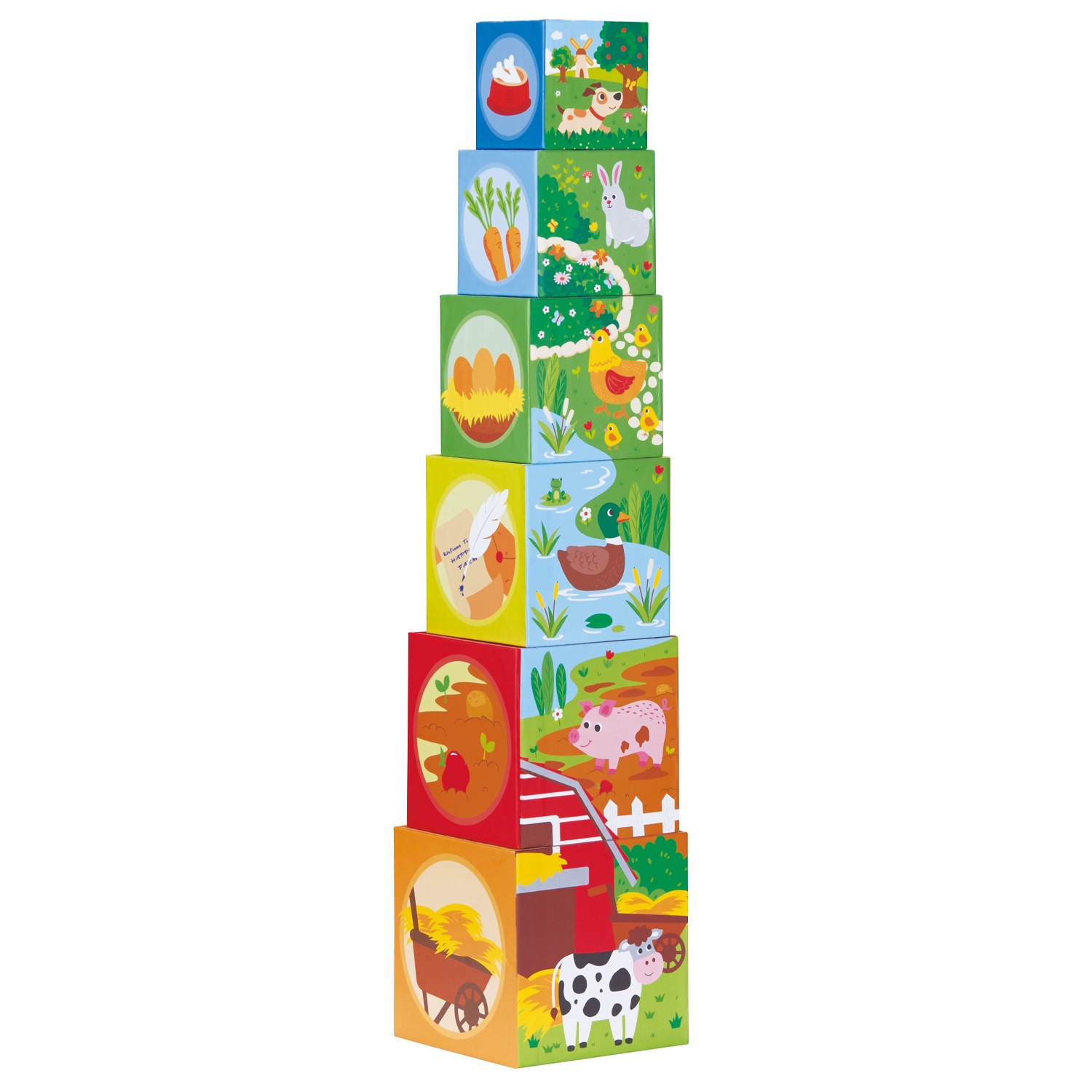 Stapelkubus - met boerderijdieren - Lelin Toys, uitverkocht