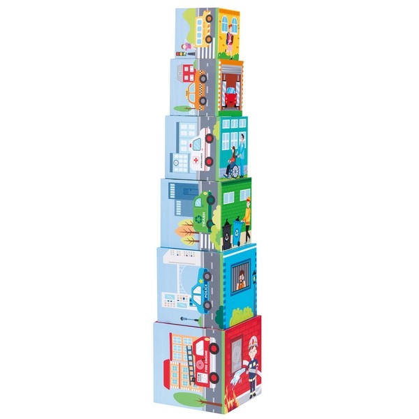 Stapelkubus - met voertuigen - Lelin Toys, uitverkocht