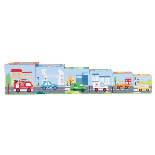 Stapelkubus - met voertuigen - Lelin Toys, uitverkocht