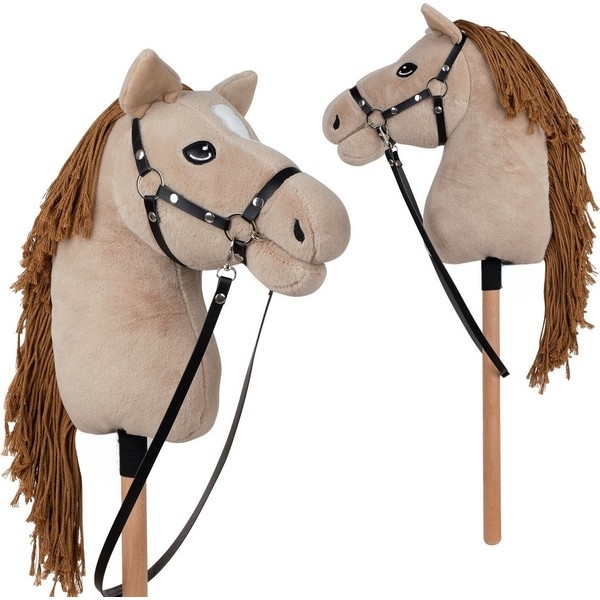 Stokpaard met halster voor hobby horsing zonder geluid, uitverkocht