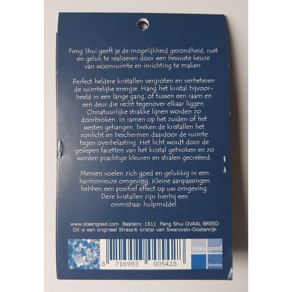 Swarovski - Ovaal Breed 32x23mm - Feng Shui kaartje (5x!)