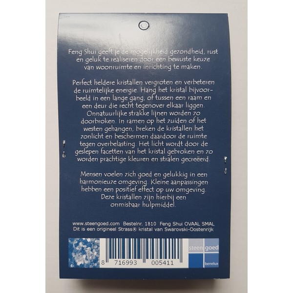 Swarovski - Ovaal Smal 38x14mm - Feng Shui kaartje