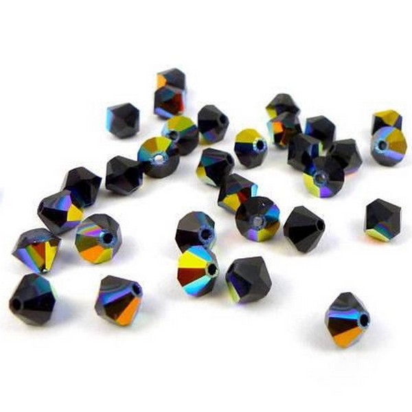 Swarovski Beads 8 mm Bicone Jet + AB zakje 100 stuks