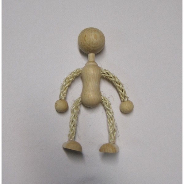 Touwpopje 11 cm met hoofd, uitlopend