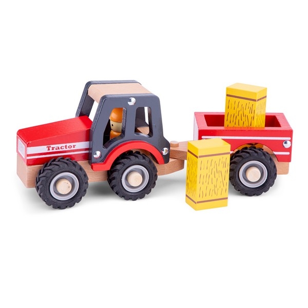 Tractor met aanhanger  - Hooibalen en speelfiguren