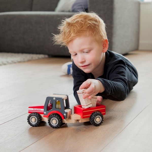 Tractor met aanhanger  - Hooibalen en speelfiguren