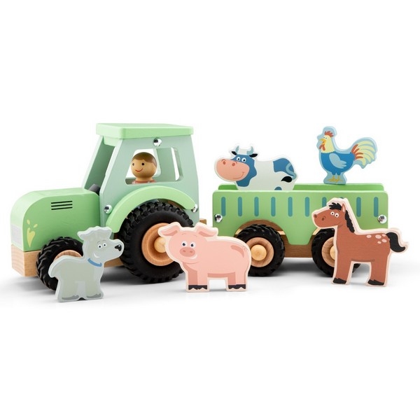 Tractor met aanhanger en 5 dieren - Dieren