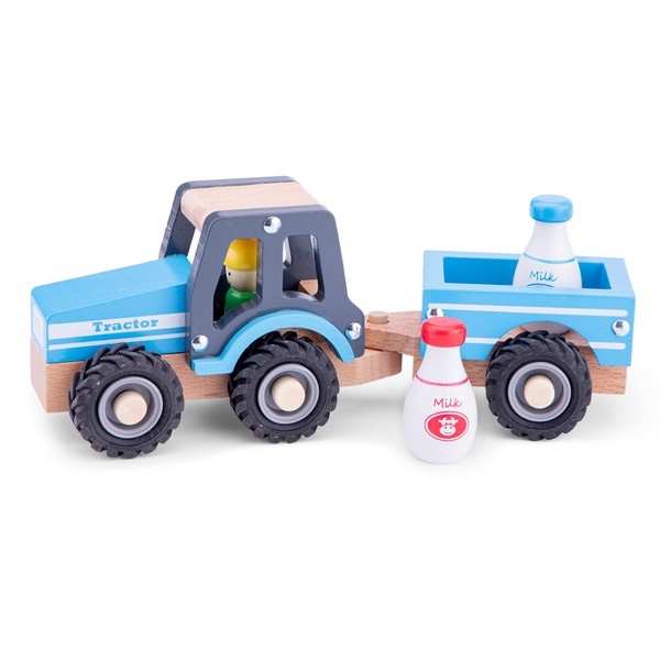 Tractor met aanhanger en speelfiguren - Melkbus - Woet