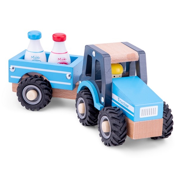 Tractor met aanhanger en speelfiguren - Melkbus - Woet