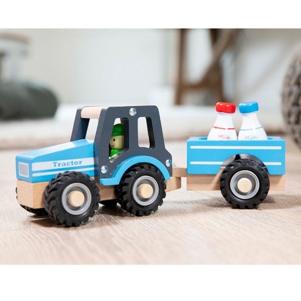 Tractor met aanhanger en speelfiguren - Melkbus - Woet