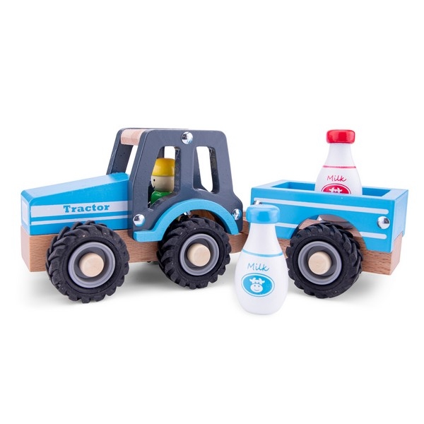 Tractor met aanhanger en speelfiguren - Melkbus - Woet