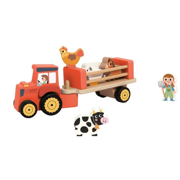 Tractor rood met boer en boerin en dieren TP561 - TookyToy