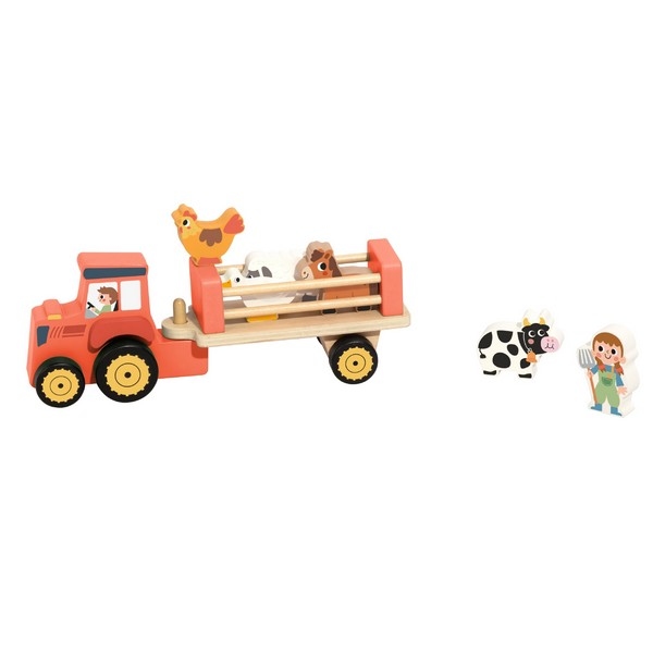 Tractor rood met boer en boerin en dieren TP561 - TookyToy