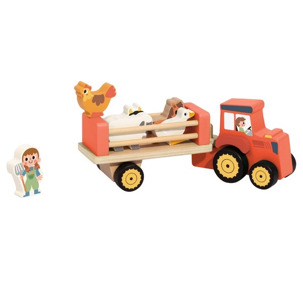 Tractor rood met boer en boerin en dieren TP561 - TookyToy