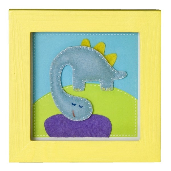 Wanddecoratie dino (14x14cm)