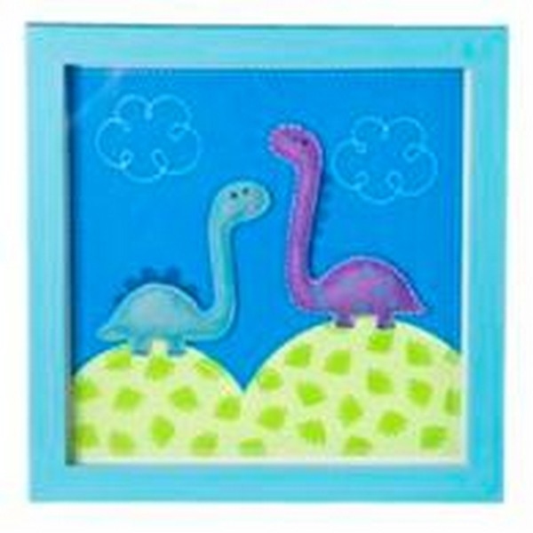 Wanddecoratie twee dino's (26x26cm)