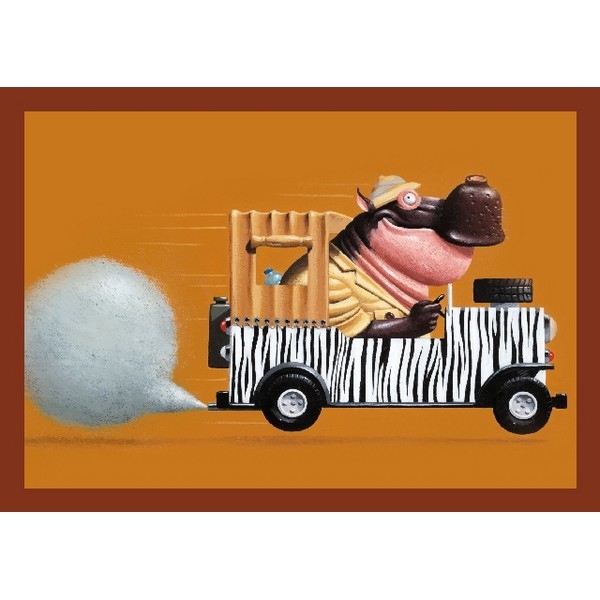 Wenskaart met enveloppe Hippo Safari (13x)