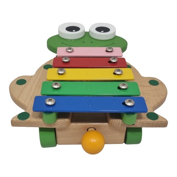 Xylofoon Kikker op wielen 5 toons