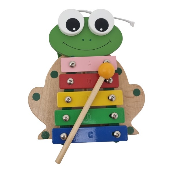 Xylofoon Kikker op wielen 5 toons