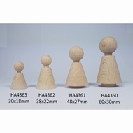 Kegelpoppetje - Kegelvorm 30x18 mm - met nekje