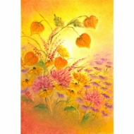 Oliepastelkaart Herfstbloemen per 10 stuks