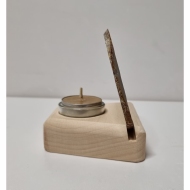 Mineraalhouder met glas-gat beuken afgerond - Onbehandeld