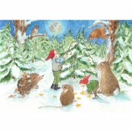 Ansichtkaart 2.62 Kabouter Kerstfeest in het bos - 10 stuks