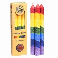 Kaars: Regenboog dunne stearinekaars set 3 stuks